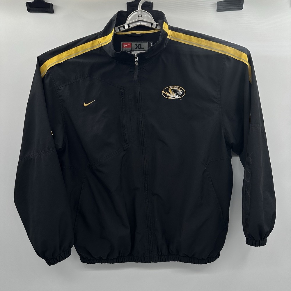 Vintage Nike University Missouri Tigers Jacket Mens XL Black Yellow Full Zip VTG